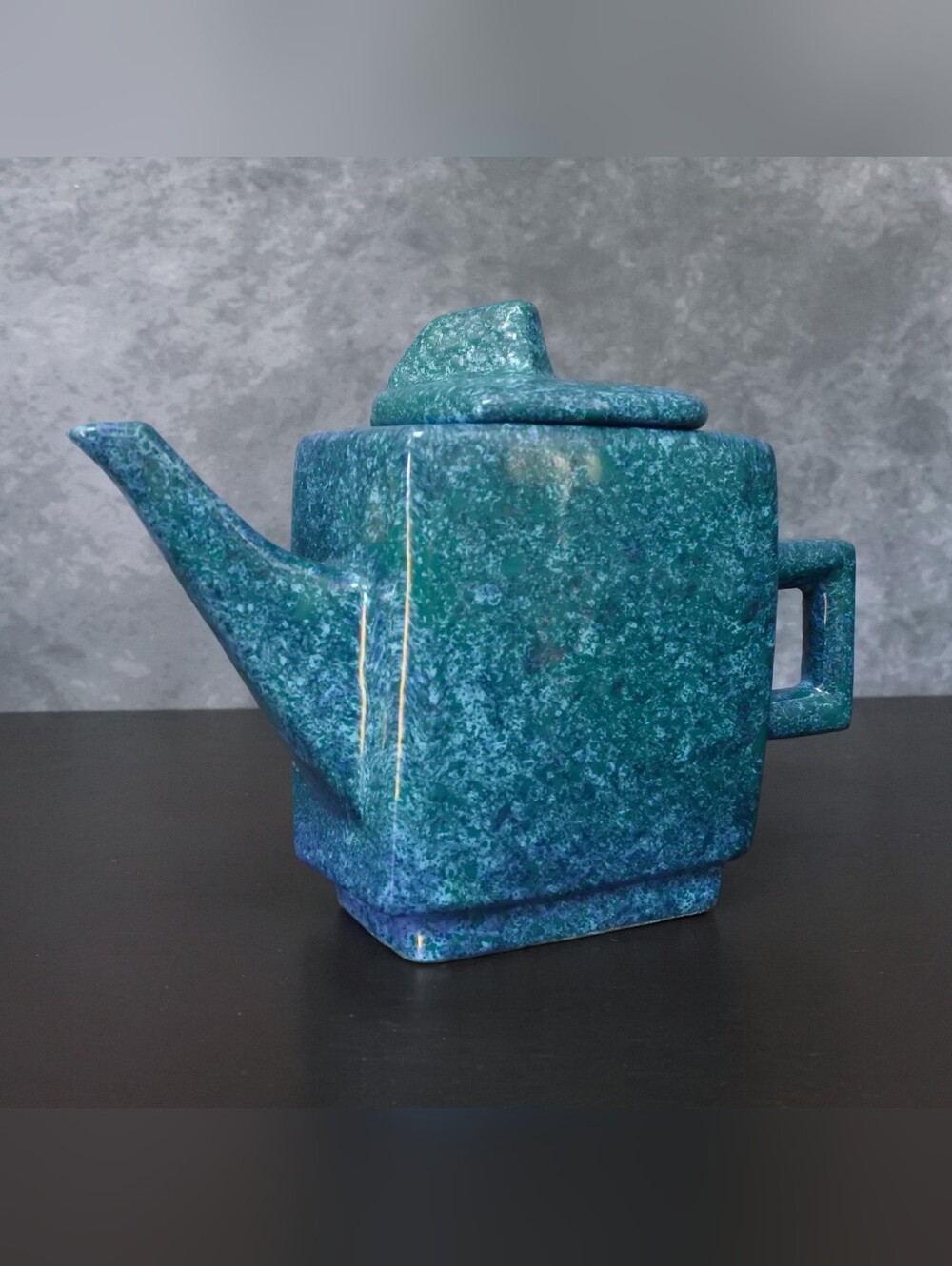 Vintage 80s Charles Nalle Studio Art Pottery Blue Green Teapot